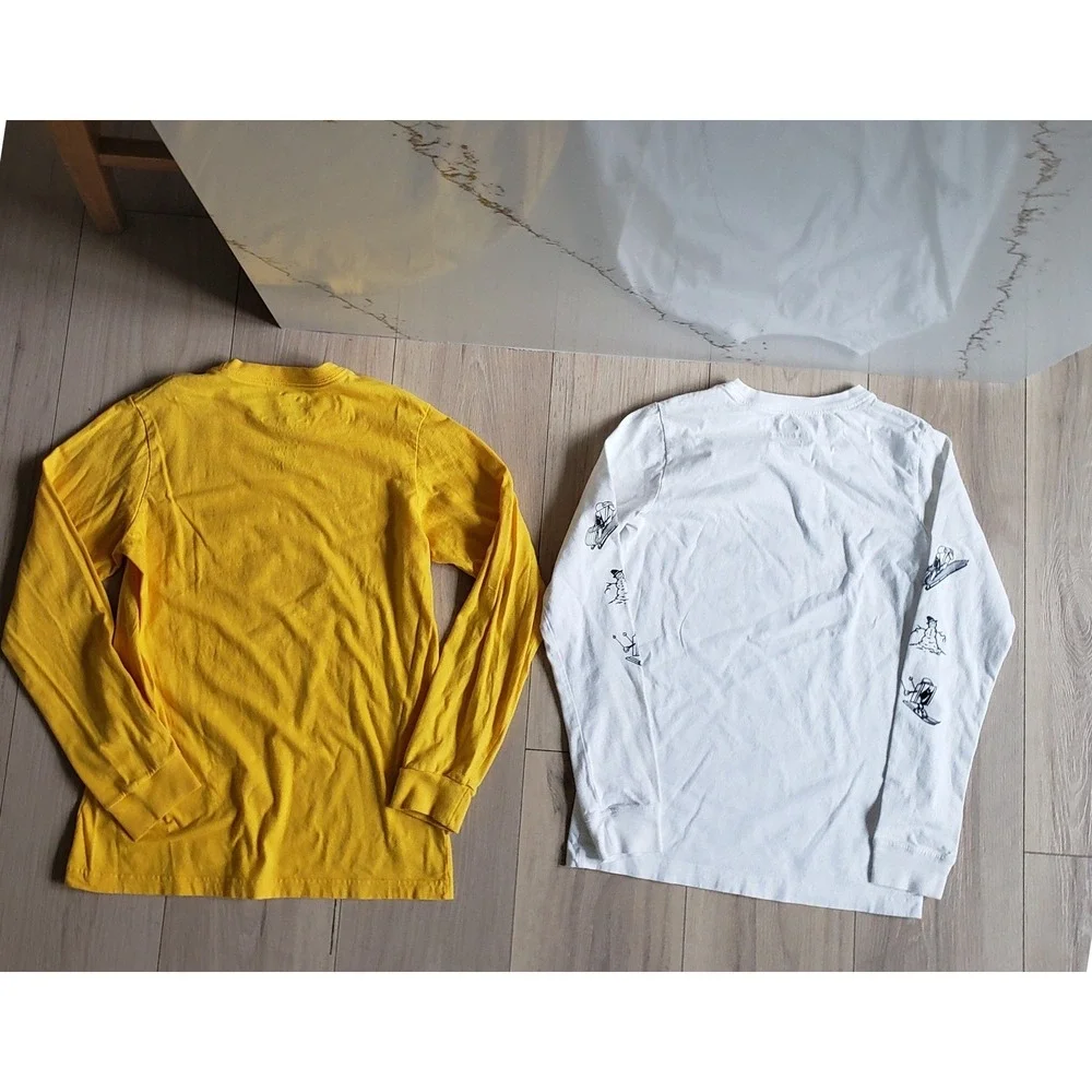 Nike Shirt Bundle Boys L Yellow White Livestrong Graphic Long Sleeve 2 Piece Lot